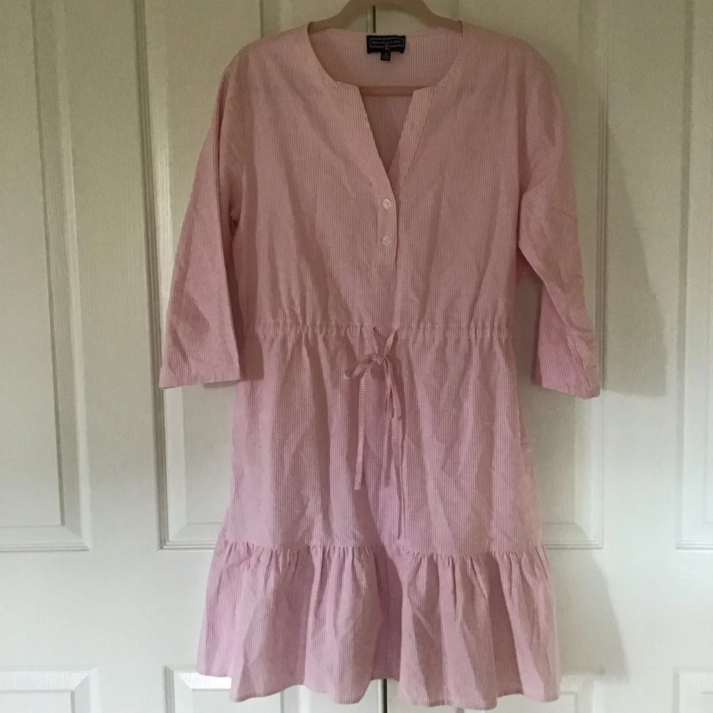 Duffield Lane Pink and White Striped Shirt dress M